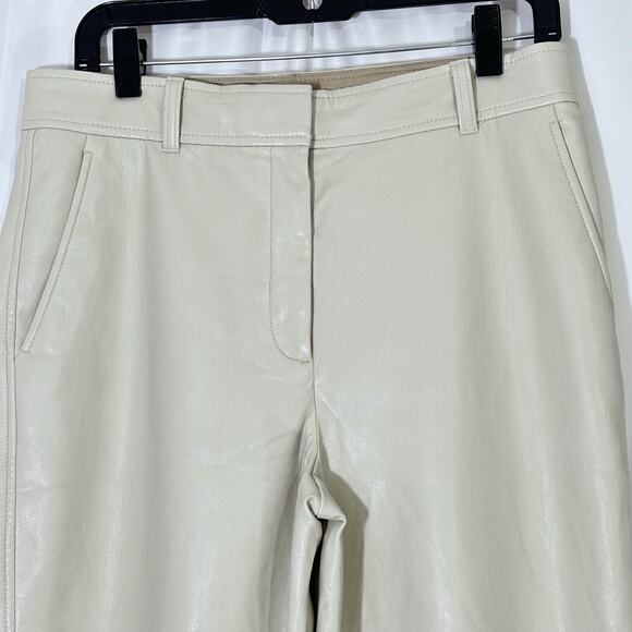 Aritzia Babaton Women's Vegan Leather Creamy taupe Pants Size 10 - Picture 4 of 7